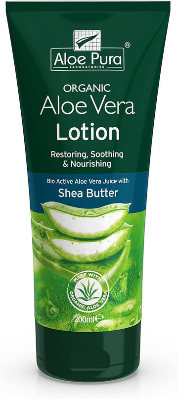Aloe Pura Organic Aloe Vera Lotion, Natural, Vegetarian, Cruelty Free, Paraben & Sls Free, Soothing, Moisturising, 200 Ml