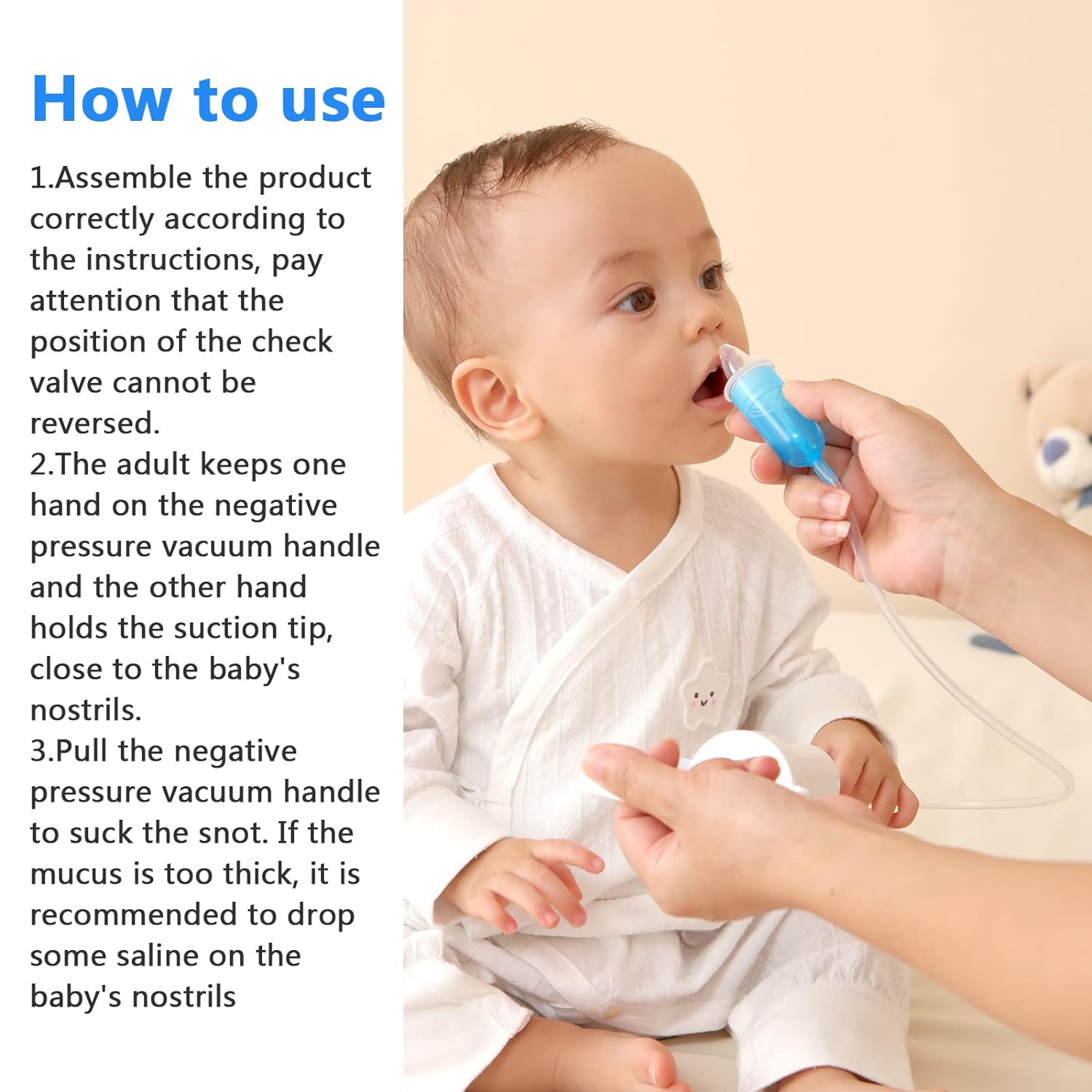 Baby Nasal Aspirator & Portable Hand Puller Nose Sucker, Strong Suction | Easy to Operate | Reusable | Easy to Carry & Soft Silicone Nose Cleaner for Baby Infant, Negative Pressure Principle : Baby