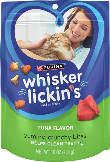 Purina Whisker Lickin's Cat Treats, Crunchy & Yummy Tuna Flavor - (Pack of 4) 10 oz. Pouches
