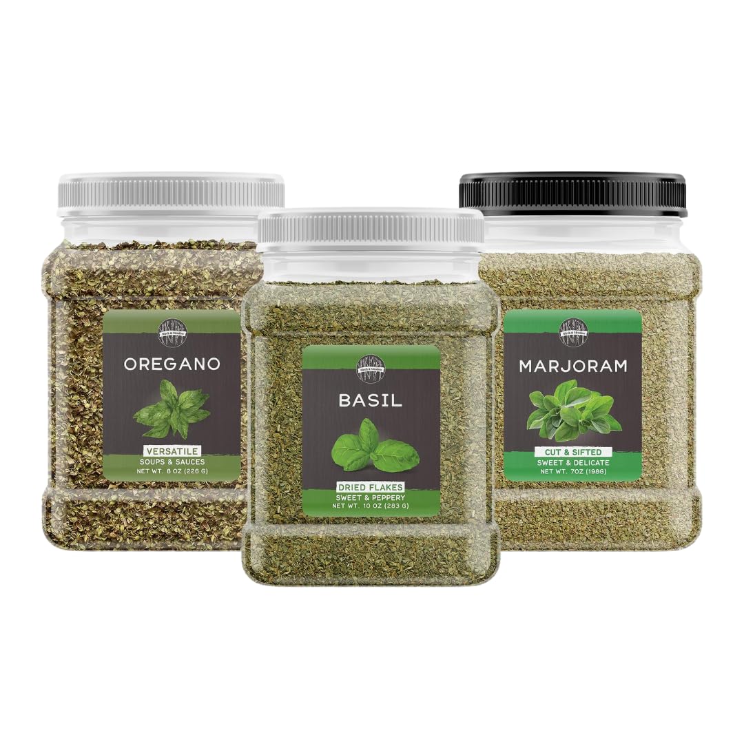 Birch & Meadow Oregano, Basil, & Marjoram Bundle, Various Sizes, Kitchen Staples, Savory Flavors
