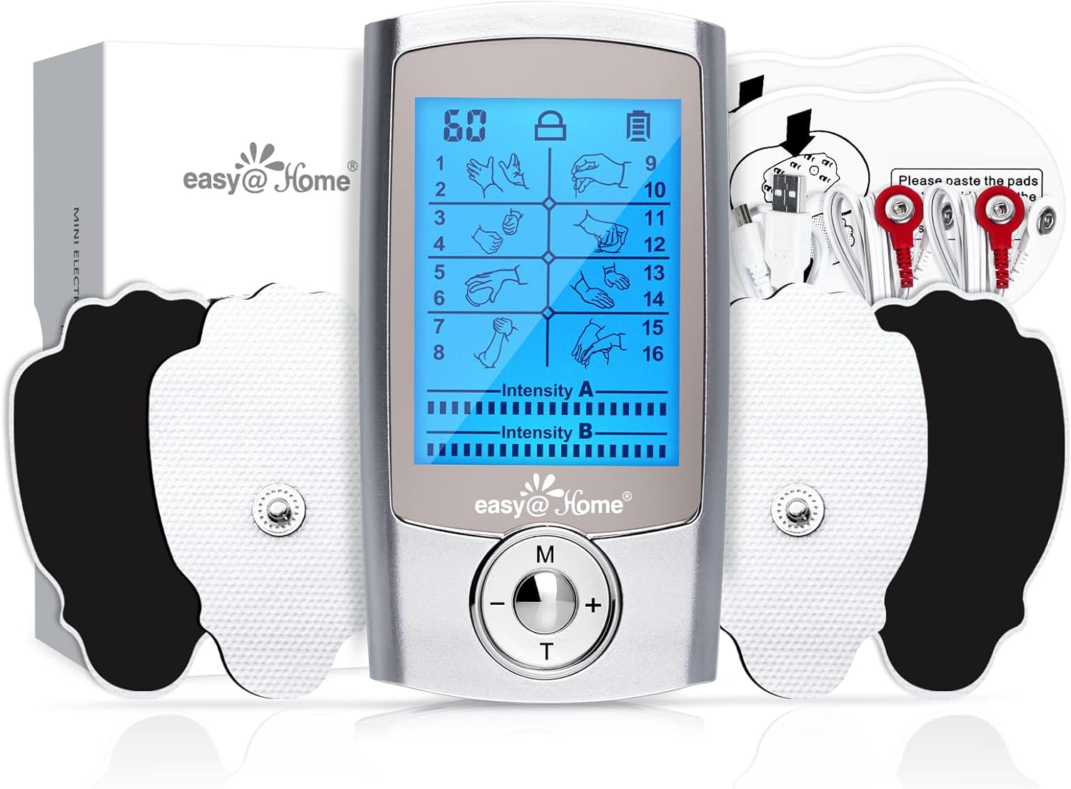 Mini Electronic Pulse Stimulator - Easy@Home TENS Unit Muscle Massager - 510K Cleared for OTC Use Handheld Pain Relief Therapy Device ? Pain Management on The Shoulder, Joint, Back, Leg&More (EHE029N)