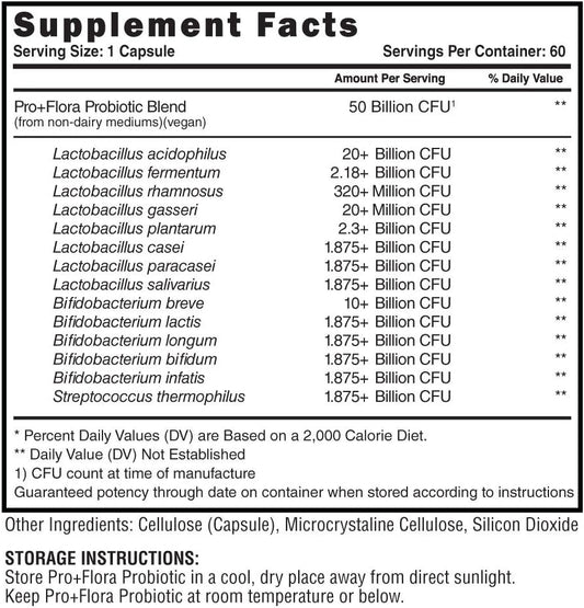 Buy Steel Supplements Pro+Flora Probiotic | 14 Probiotic Blend For Men And Women | Gut Health, Immune Health, Microflora Support | 60 Day Supply On  Free Shipping On Qualified Orders