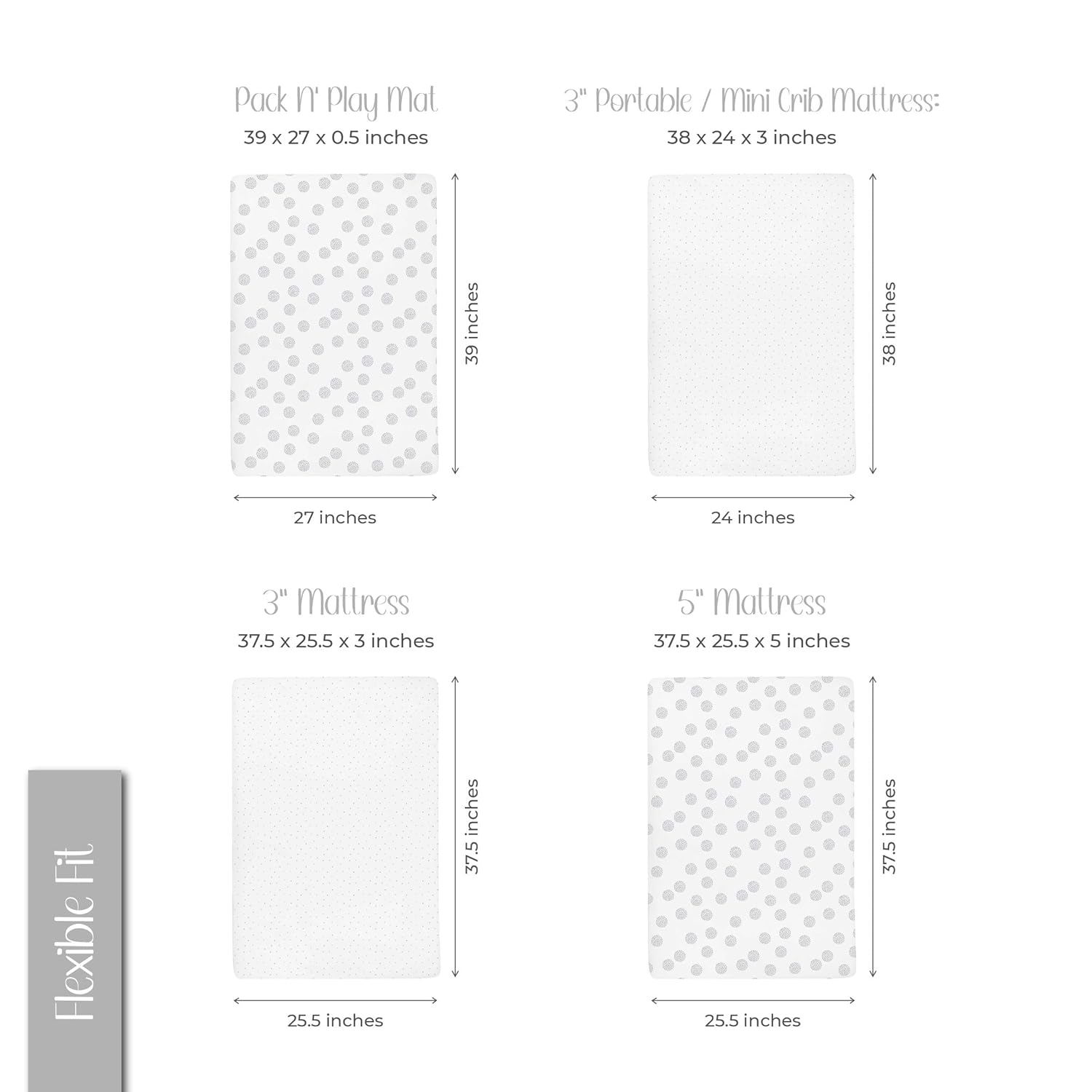 Changing Pad Cover And Pack N Play Sheet Set Bundle (Grey Dottie Collection)