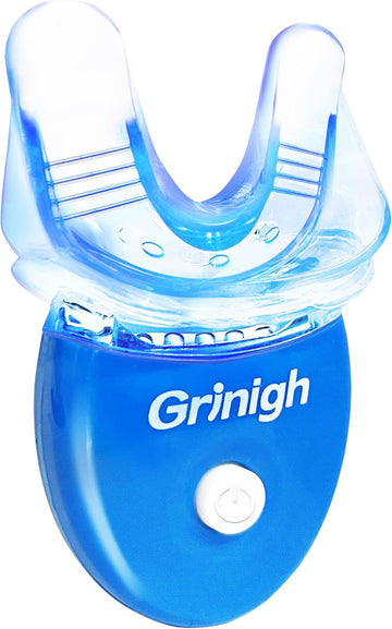 at-Home Teeth Whitening Light Accelerator with Matched Mouth Tray - Grinigh® - Powerful 5 LED Tubes for Teeth Whitening Treatment (Batteries Included)- Blue