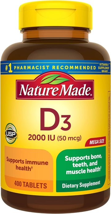 Nature Made Vitamin D3 2000 Iu (50 Mcg), Dietary Supplement For Bone, Teeth, Muscle And Immune Health Support, 400 Tablets, 400 Day Supply