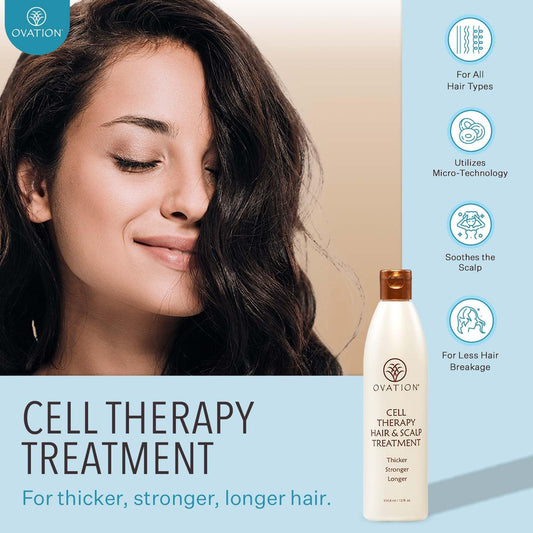 Ovation Hair Cell Therapy Hair & Scalp Treatment For Women - For All Hair Types - 12 Oz - Helps Reduce Hair Breakage, Split Ends - No Sulfates Or Parabens - With Biotin, Vitamin B5, And Aloe Vera