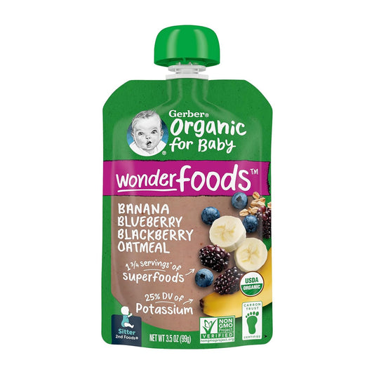 Gerber Organic Banana, Blueberry and Blackberry Oatmeal Baby Food, 3.5 Oz