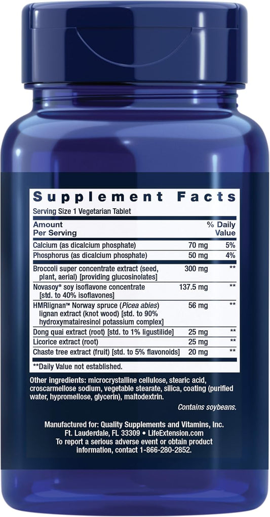 Life Extension Estrogen For Women, Helps Relieve Hot Flashes And Night Sweats, Soy Isoflavones, Norway Spruce Extract, Chasteberry, Hormone-Free, Gluten Free, Non-Gmo, Vegetarian, 30 Tablet