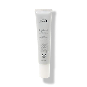 100% Pure Hydra Drench Cream, Daily Face Moisturizer With Hyaluronic Acid, Rose Water, Skin Care For All Skin Types, Natural Face Cream - 1.4 Fl Oz