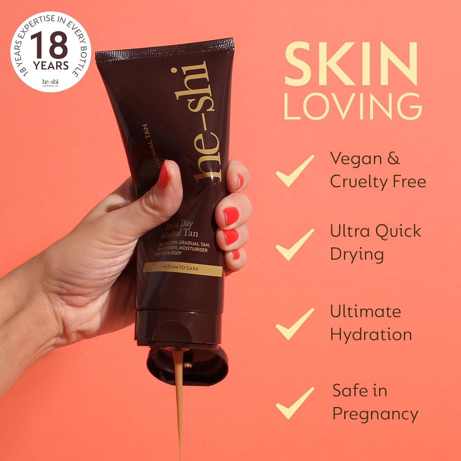 He-Shi Day to Day Darker Gradual Tan Moisturiser - Easy Application Self Tanning Lotion - Gradual Fake Tan with Vitamin E - Vegan & Cruelty Free - Suitable For Face & Body (200ml) : Amazon.co.uk: Beauty