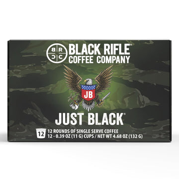 Black Rifle Coffee Company Just Black, Medium Roast Coffee Pods, 12 Single Serve Coffee Pods