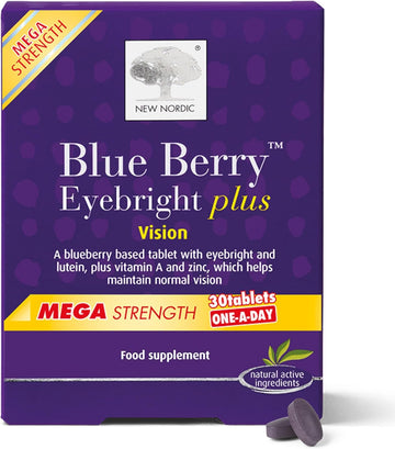 New Nordic Blue Berry Eyebright - Natural Eye & Vision Care Supplement - 10 Mg Lutein Maintains Healthy Eyes - 60 Tablets