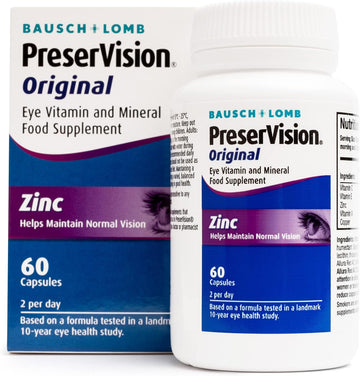 Preservision Original By Bausch + Lomb, Eye Vitamin And Mineral Food Supplement, Zinc, Copper And Vitamin C, E And A, Two Eye Supplement Soft Gel Capsules Per Day