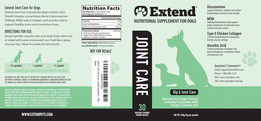 Extend - Joint Care for Dogs - 1 Month Supply - Glucosamine for Dogs with MSM & Ascorbic Acid - Pure Grade Ingredients - 100%