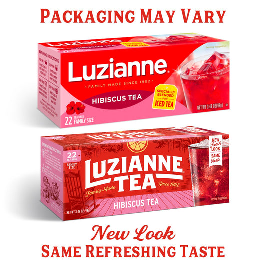 Luzianne Unsweetened Hibiscus Iced Tea Bags, Family Size, 22Ct Box (Pack Of 6)