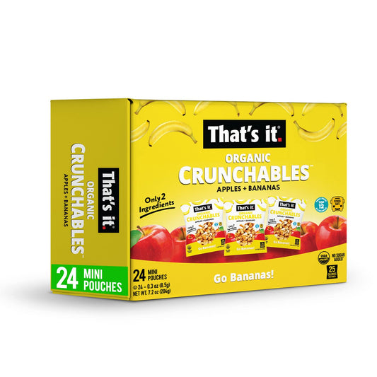 That’S It. Crunchables Fruit Snacks For Kids 100% Organic Apples + Bananas, Deliciously Healthy And Light, Plant-Based, Non-Gmo, Gluten Free, Usda Approved Snacks 24 Packs (8.5G)