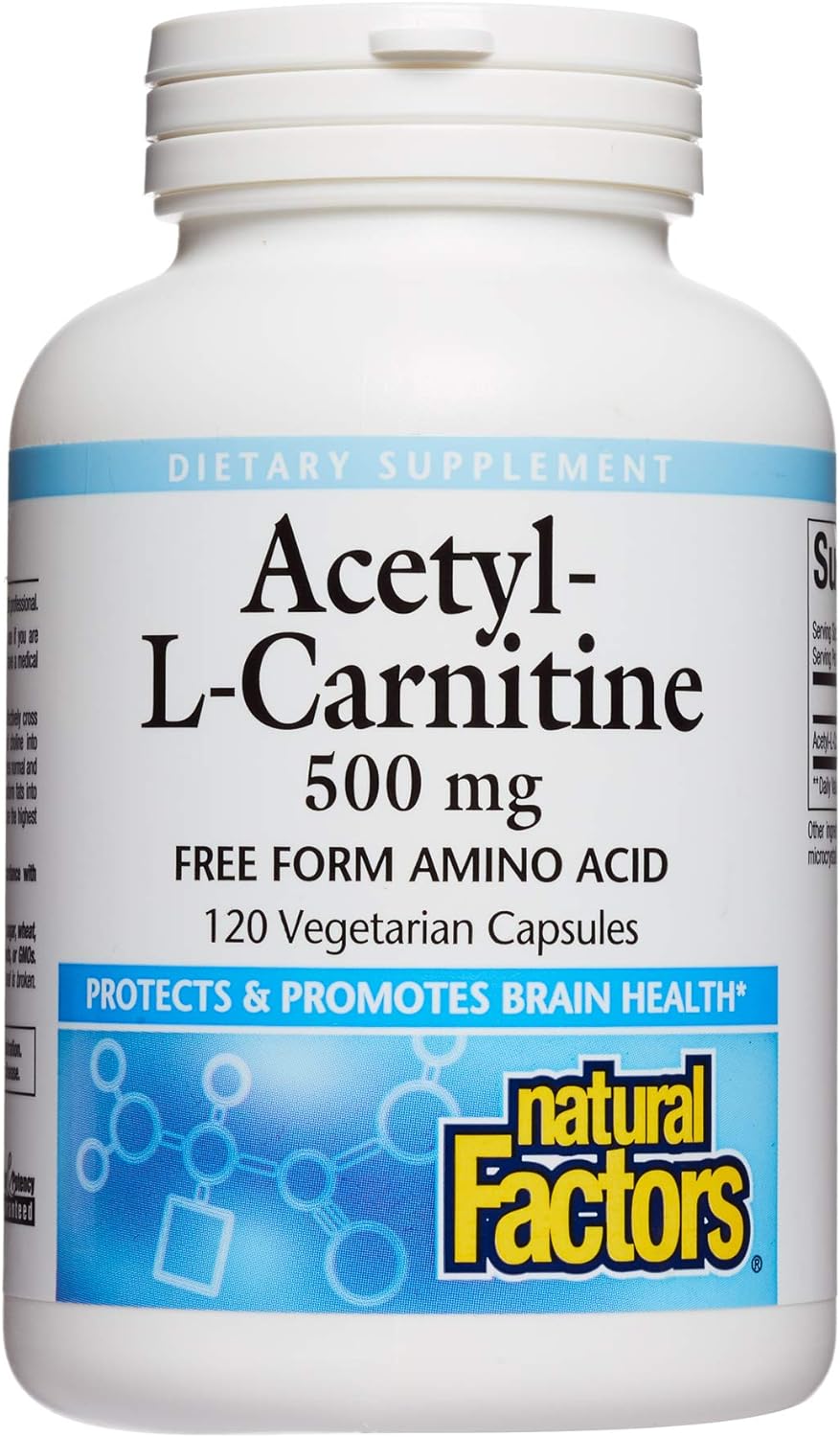 Natural Factors, Acetyl L-Carnitine 500 mg, Promotes a Healthy Memory, Concentration and Brain Function, 120 capsules (60 servings) : Health & Household