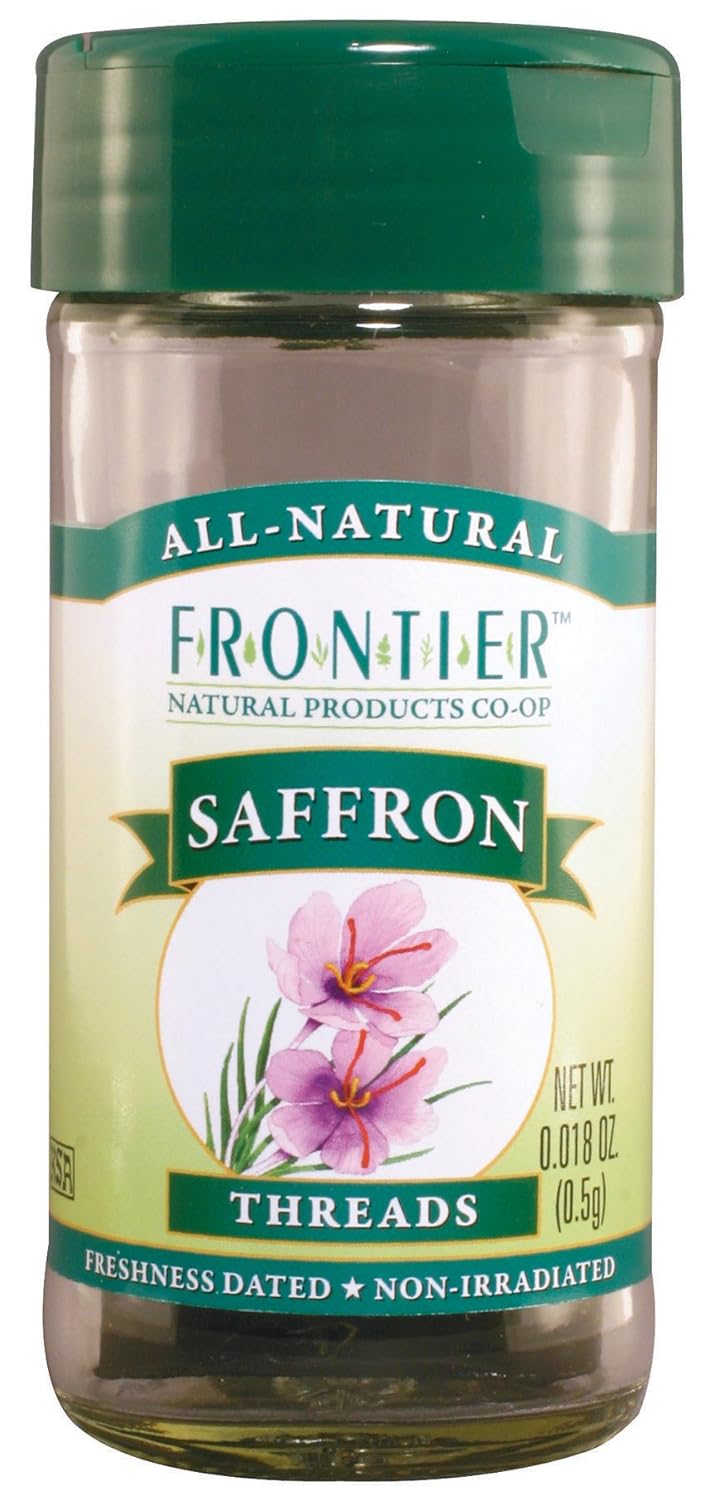 Frontier Co-Op Saffron Threads, 0.018 Ounce Bottle, Hand Harvested, For Mediterranean, Arabian And Indian Recipes, Kosher