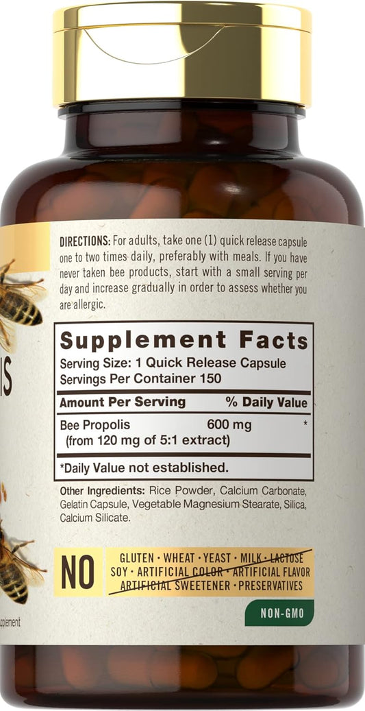 Carlyle Bee Propolis Capsules 600Mg | 150 Count | Extract Supplement | Non-Gmo, Gluten Free