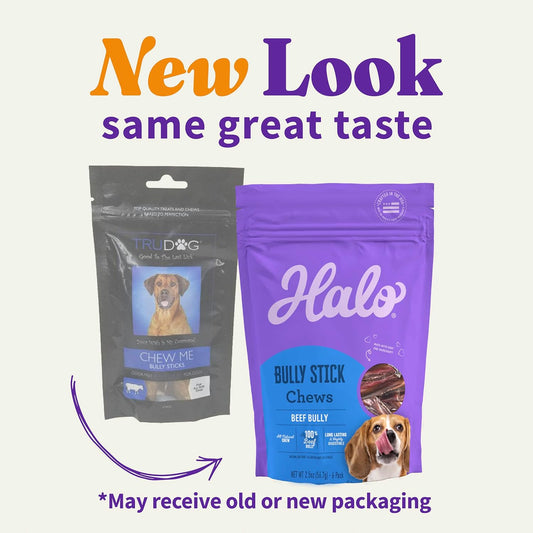 Halo Bully Stick Chews, Dog Treats, 2.5-Oz Pouch