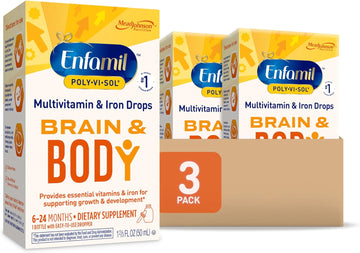 Enfamil Baby Vitamin Poly-Vi-Sol with Iron Multivitamin Supplement Drops for Infants and Toddlers, 50 mL dropper Bottle, Pack of 3