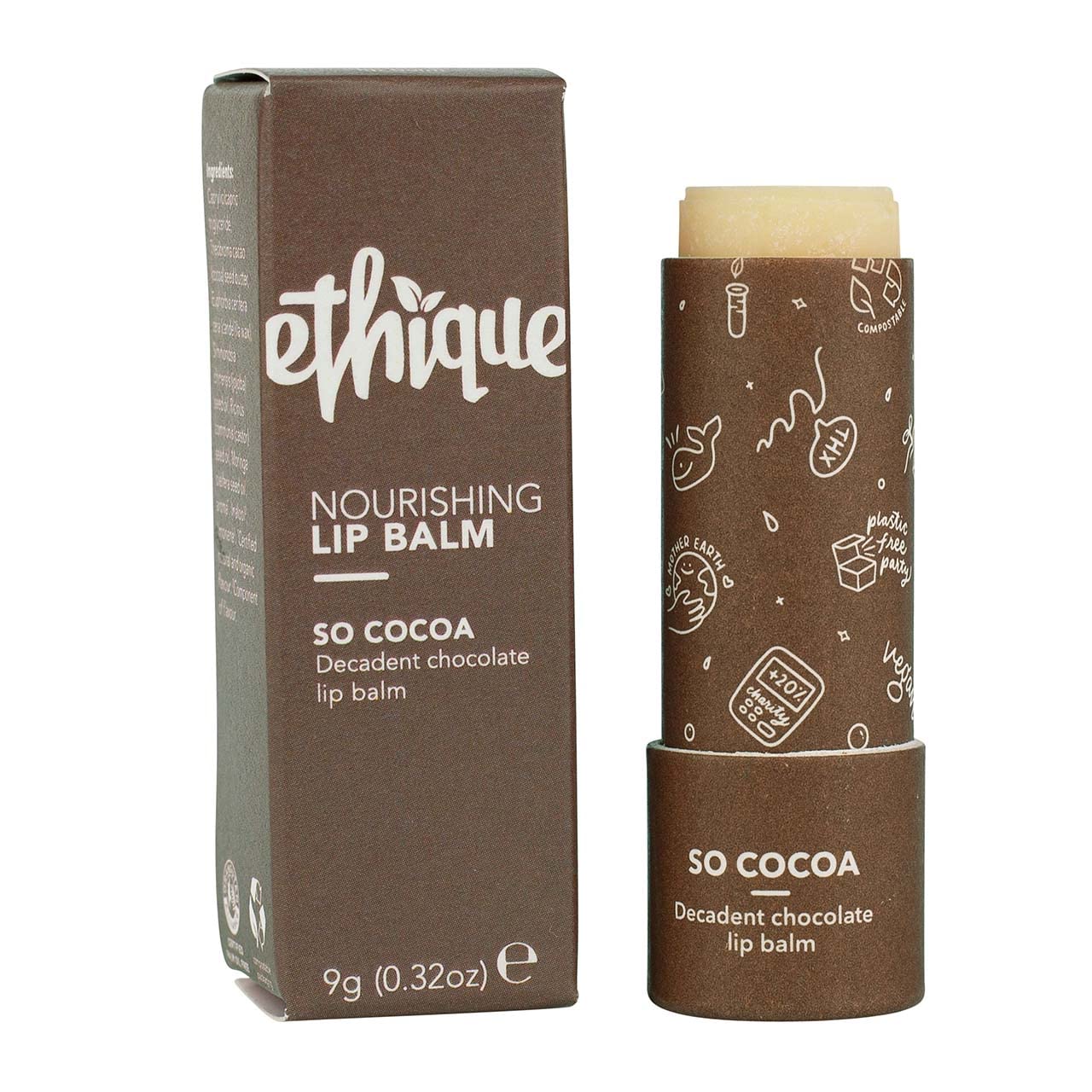 Ethique So Cocoa Nourishing Lip Balm - Plastic-Free, Vegan, Cruelty-Free, Eco-Friendly, 0.32 oz (Pack of 1)