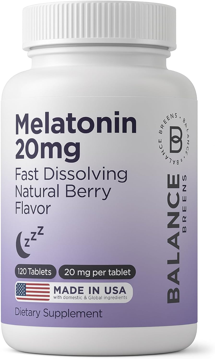 Balancebreens Melatonin 20Mg Fast Dissolve Tablets - High Potency, Fast Acting, Natural Sleep Support - Sleep Aids For Adults - Non-Groggy, Drug-Free Formula - 120 Sleeping Pills