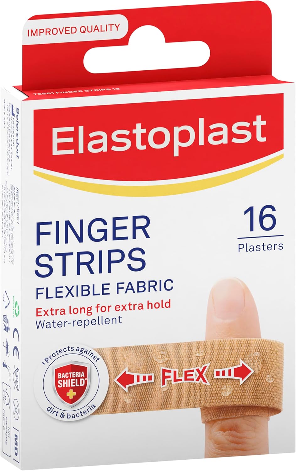 Elastoplast Extra Flexible Finger Strip Plasters (16 Pieces), Flexible And Durable Plasters For Fingers, Stretchy Fabric Plasters, Plasters Waterproof