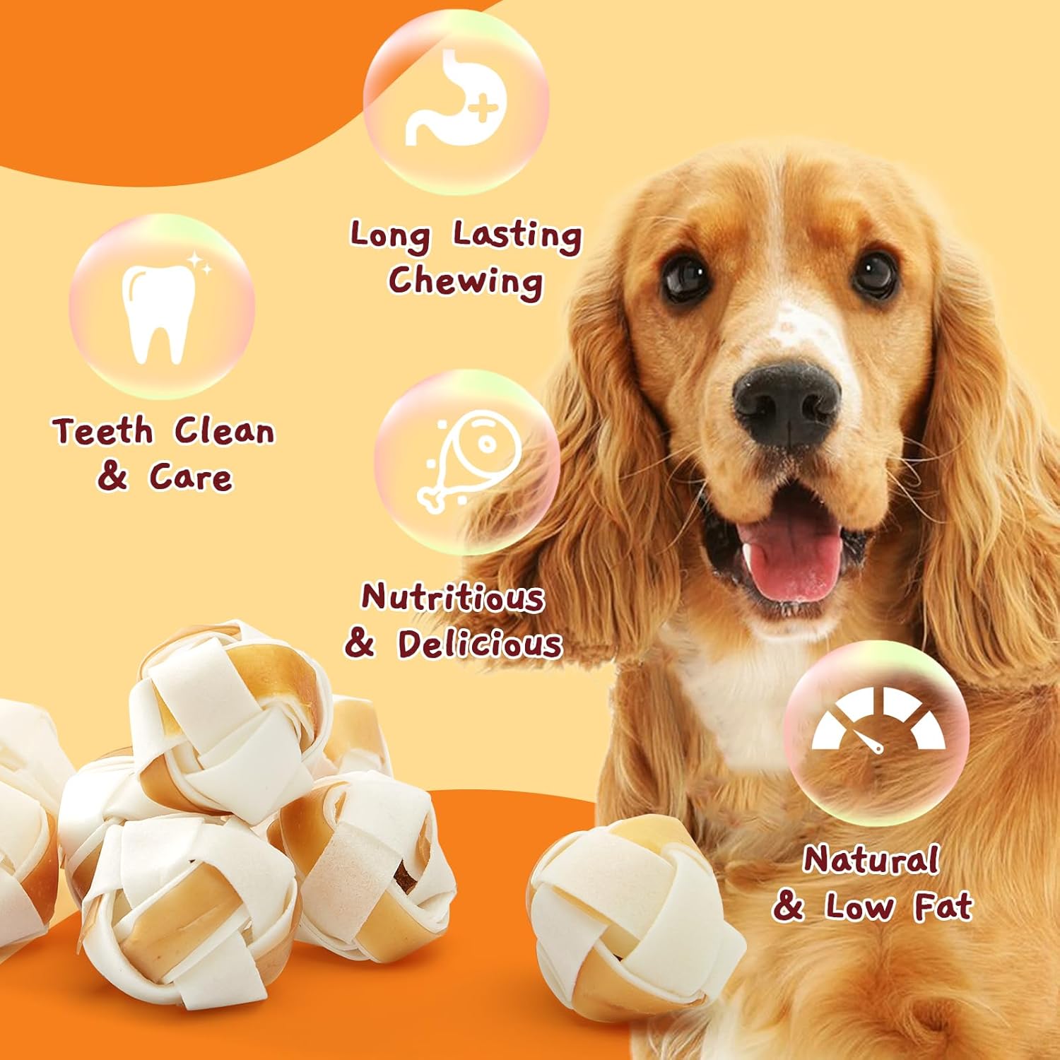 Jungle Calling Dog Treats, Chewing Snacks Rawhide Treats for Medium and Large Dogs, Triple Flavor Rawhide Balls, Dog Rawhide Chews Long Lasting, Chicken & Duck Flavor, 8 Count : Pet Supplies