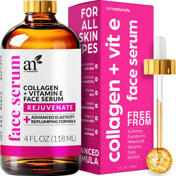 Artnaturals Collagen Booster Serum For Face - Anti-Aging Reduces Wrinkles And Boosts Collagen - Heals And Repairs Skin - Improves Tone And Texture - Hyaluronic Acid & Vitamin E - 4 Oz