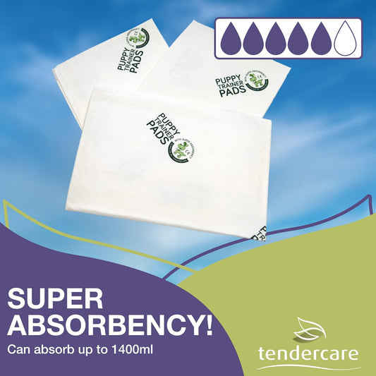 Tendercare - Premium Puppy Training Pads - 100 Extra Large Puppy Pads - 60 x 90cm - Super Absorbent & Waterproof - Disposable Incontinence Pads - 1400ml Absorbency