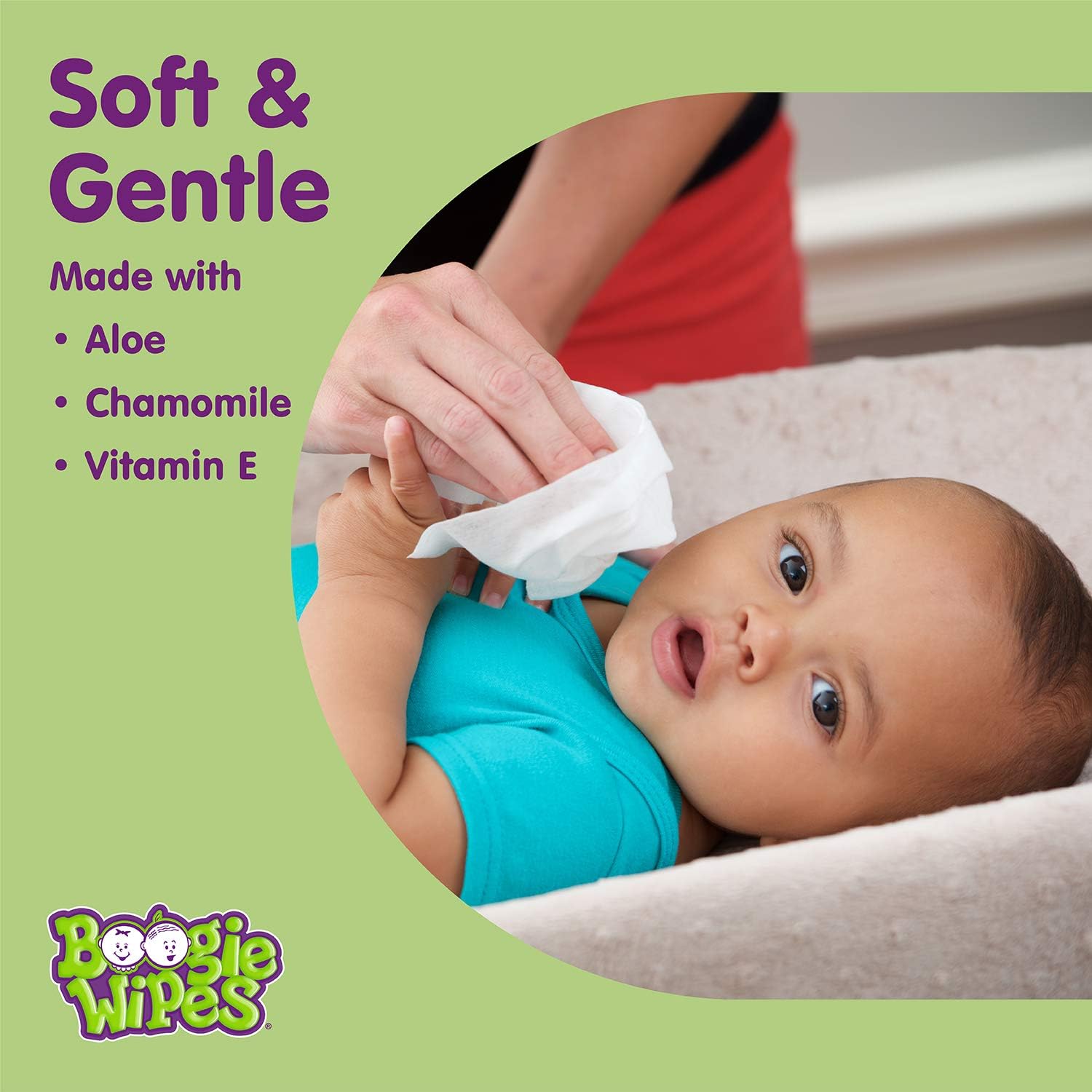 Boogie Wipes Gentle Wet Wipes for Baby and Kids, Made with Vitamin E, Aloe and Chamomile, Fresh and Unscented Wipes, 180 Count : Baby