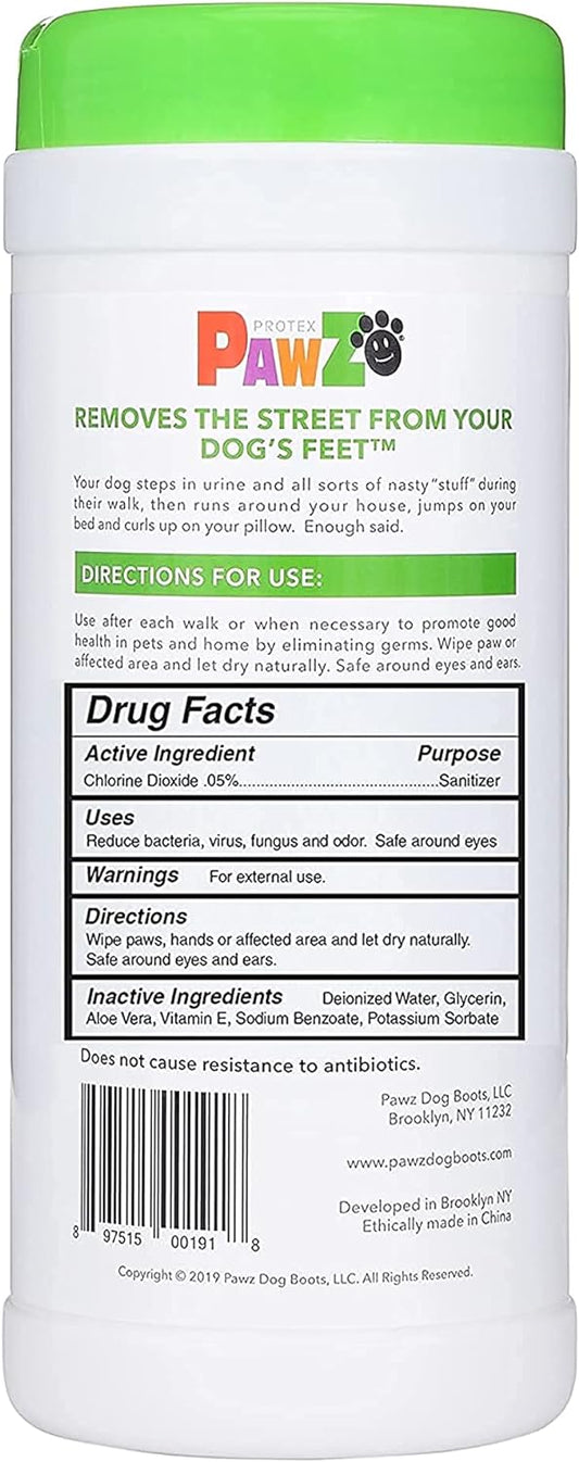 PAWZ Protex SaniPaw Odor Eliminating Dog Paw Wipes (60 Wipes) Cleansing Dog Grooming Wipes, Simple & Safe Lickable Ingredients - Paw Cleaner for Dogs, Pet Wipes