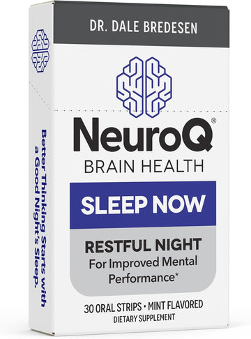 Neuroq Sleep Now - Natural Sleep Support Supplement - Maintain Healthy Sleep Cycles & Brain Function - Melatonin & L-Theanine - Non-Habit Forming - 30 Mint Oral Strips