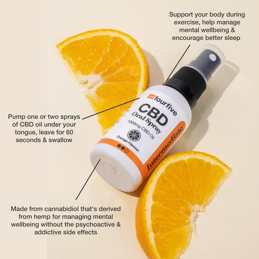 Fourfive Cbd Oil Spray 1000Mg (High Strength) Orange, Muscle & Sleep Aid, Natural & Vegan Friendly - 30Ml