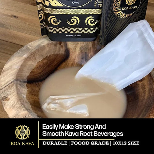 Traditional Kava Strainer - Food-Grade Nylon Bag For Root Powder - 100 Micron Mesh With Drawstring - Strong Reusable 10 X 12 Inch