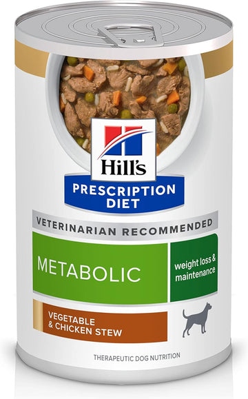 Hill'S Prescription Diet Metabolic Weight Management Vegetable & Chicken Stew Wet Dog Food, Veterinary Diet, 12.5 Oz. Cans, 12-Pack