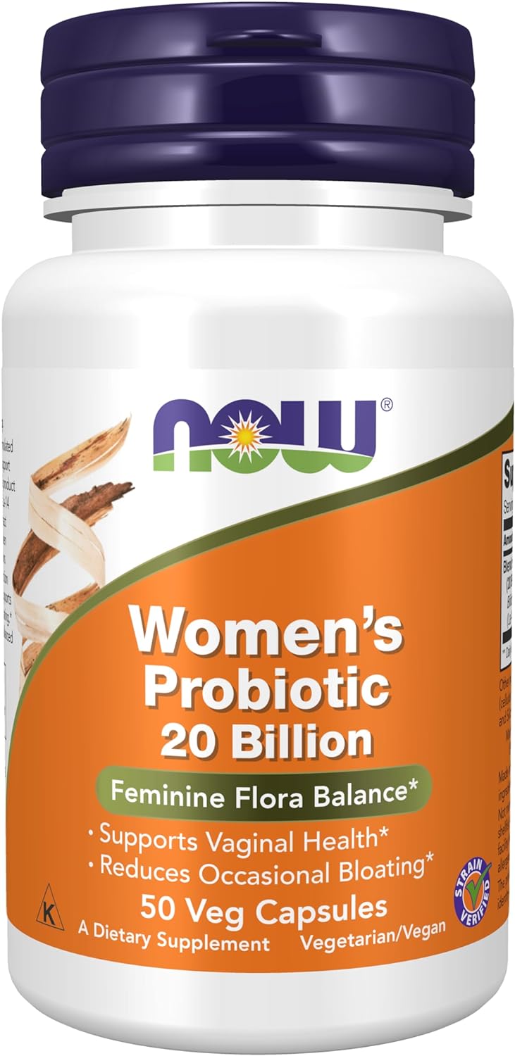 NOW Supplements, Women's Probiotic, 20 Billion, Specially Formulated using Three Clinically Tested Probiotic Strains, 50 Veg Capsules