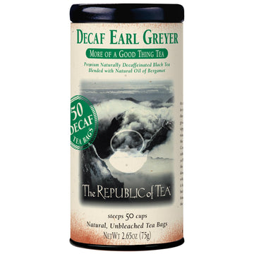 The Republic Of Tea — Decaf Earl Greyer Black Tea Tin, 50 Tea Bags, Environmentally- Friendly Decaffeinated Tea