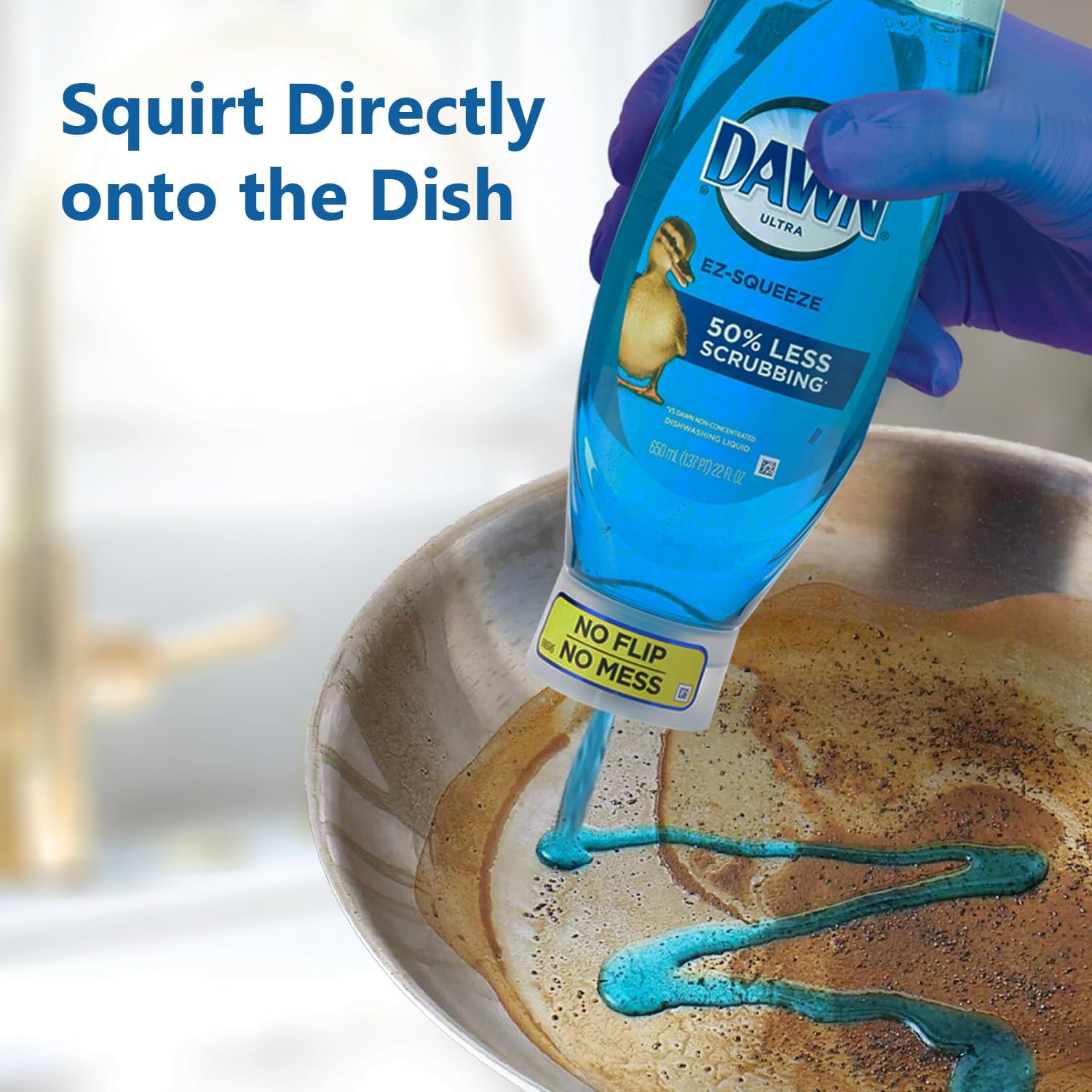 Peaknip Ultra Dawn Dish Soap Squeeze Bottle EZ-Squeze Dishwashing Liquid - Original Scent 22 fl oz. Bundled Together 100 Disposable Gloves : Health & Household
