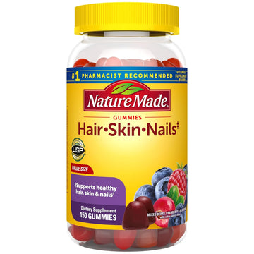 Nature Made Hair Skin And Nails With Biotin 2500 Mcg, Dietary Supplement For Healthy Hair, Skin & Nails Support, 150 Gummies, 75 Day Supply