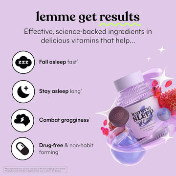 Lemme Sleep Gummies With 5Mg Melatonin, Elderberry, Magnesium, L-Theanine, Chamomile And Lavender, Drug-Free Nighttime Sleep Aid, Gluten Free, Gelatin Free, Non Gmo, Berry Flavored (60 Count)