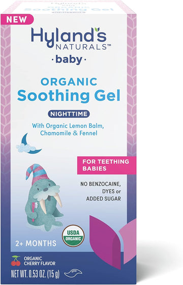 Hyland's Naturals Baby - Organic Night Oral Soothing Gel, with Chamomile, Calendula, & Fennel, Natural Relief of Oral Discomfort, Irritability & Swelling, Easy-to-Apply, Ages 2 Months & Up, 0.53 Ounce