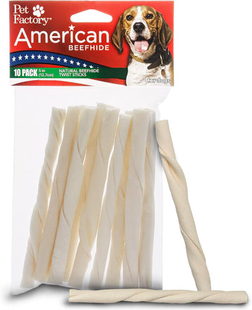 Pet Factory American Beefhide 5" Twist Sticks Dog Chew Treats - Natural Flavor, 10 Count/1 Pack