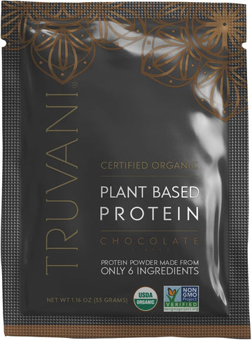 Truvani Vegan Pea Protein Powder | Chocolate | 20G Organic Plant Based Protein | 1 Serving | Keto | Gluten & Dairy Free | Low Carb | No Added Sugar