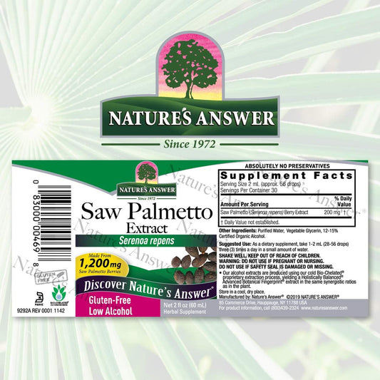 Natures' Answer Saw Palmetto Berry with Organic Alcohol, 2- s | Prostate Support | Natural Urinary Health | Promotes Hair Growth