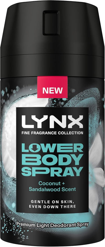 Lynx Fine Fragrance Collection Coconut + Sandalwood Lower Body Spray Premium Light Deodorant Spray For 72 Hours Of Freshness 100 Ml (Pack Of 2)