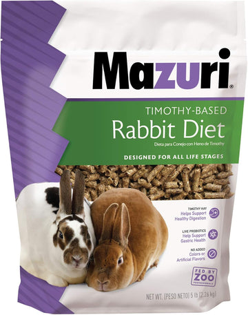 Mazuri | Nutritionally Complete Timothy Hay-Based Rabbit Food | 5 Pound (5 Lb.) Bag