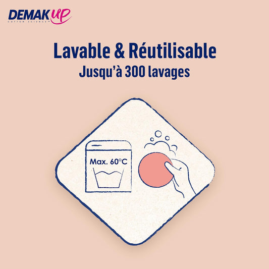 Demak'Up Washable And Reusable Make-Up Remover Cotton – 100% Organic Cotton – Pack Of 3