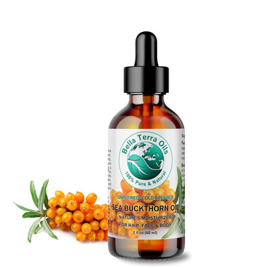 Bella Terra Oils - Organic Sea Buckthorn Oil 2 oz - Dive into Rich Essence of Organic Sea Buckthorn Berry, Packed with Vitamin C, E, & A, Omega-Fatty Acids Delight for Face